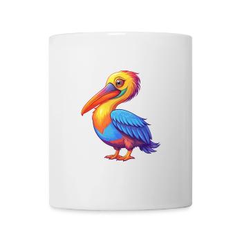 Pélican coloré Kawaii dessin animé Personnage Oiseau - Mug blanc - blanc - Devant