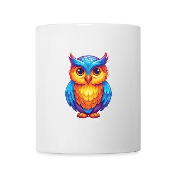 Owl Colorful Kawaii Cartoon Character Bird - Mug - white - Front