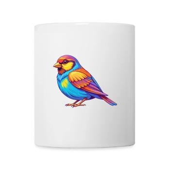 Moineau coloré Kawaii personnage de dessin animé oiseau - Mug blanc - blanc - Devant