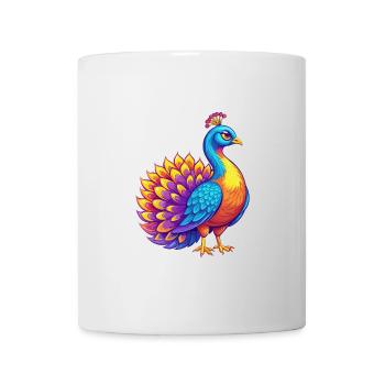 Peacock Colorful Kawaii Cartoon Character Bird - Mug - white - Front