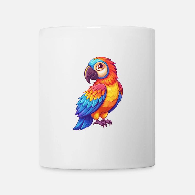 Papagei Bunte Kawaii Cartoon Figur Vogel - Tasse - Weiß