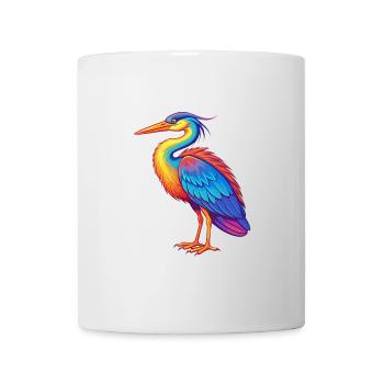 Großer blauer Reiher bunter Kawaii Cartoon Vogel - Tasse - Weiß - Vorne