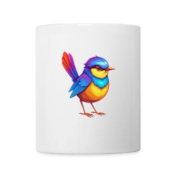 Fairywren coloré Kawaii dessin animé Personnage Oiseau - Mug blanc - blanc - Devant