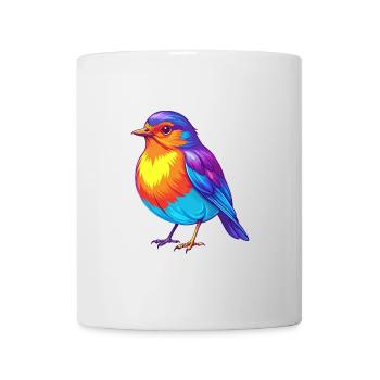 Amerikanischer Robin Bunte Kawaii Zeichentrickfigur - Tasse - Weiß - Vorne