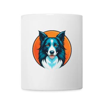 Border Collie Hund Niedliches Kawaii Cartoon Tier Logo - Tasse - Weiß - Vorne