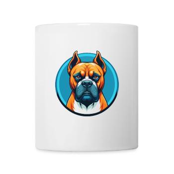 Boxer Hund Niedliches Kawaii Cartoon Tier Haustier Logo - Tasse - Weiß - Vorne