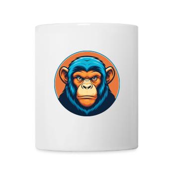 Chimpanzé mignon Kawaii dessin animé Animal Animal Logo - Mug blanc - blanc - Devant