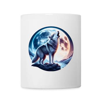 Wolf heult den Vollmond an - Tasse - Weiß - Vorne