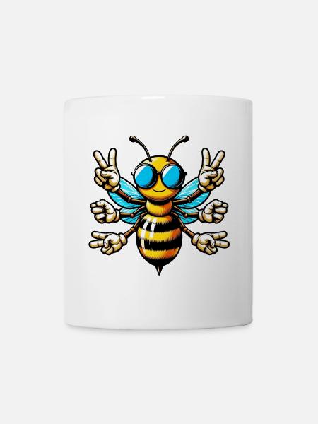 Biene mit Sonnenbrille - Tasse - Weiß