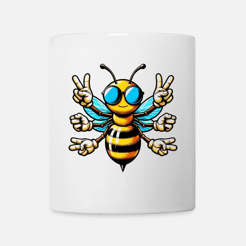 Biene mit Sonnenbrille - Tasse - Weiß