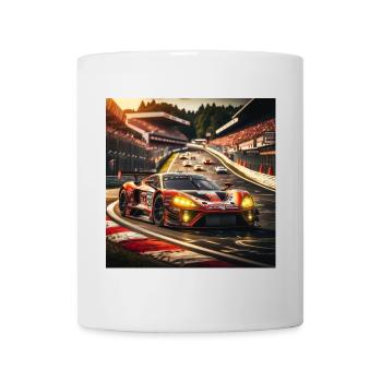 Rennwagen auf Rennstrecke - Tasse - Weiß - Vorne
