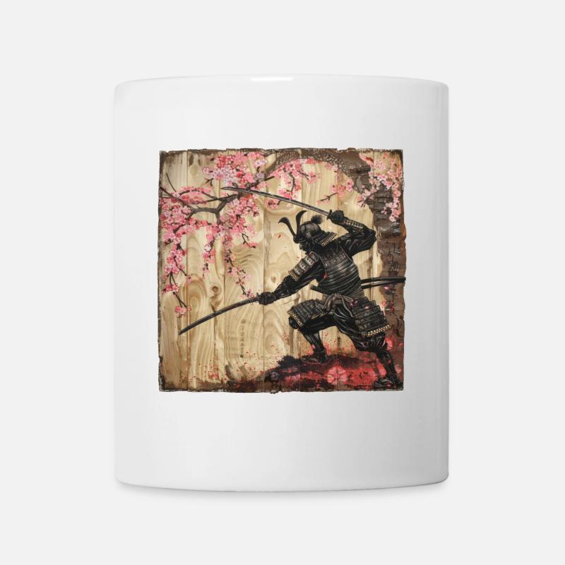 Japanisch, Samurai, Kirschblüte, Kunst, Ukiyo-E - Tasse - Weiß