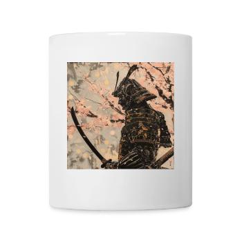 Japanisch, Samurai, Kirschblüte, Kunst, Ukiyo-E - Tasse - Weiß - Vorne