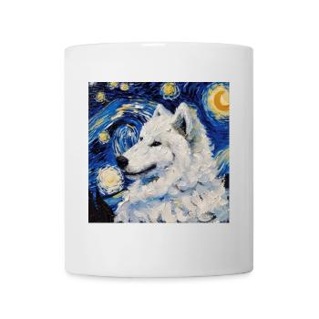 Samojede Samoyed Van Gogh Sternennacht Geschenk - Tasse - Weiß - Vorne