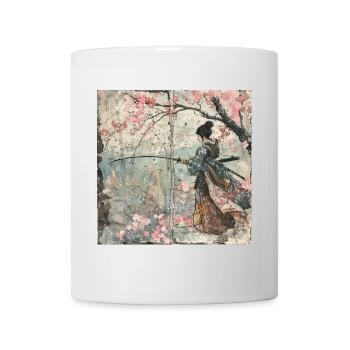Japanisch, Samurai, Kirschblüte, Kunst, Ukiyo-E, s - Tasse - Weiß - Vorne