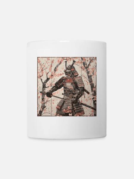 Japanisch, Samurai, Kirschblüte, Kunst, Ukiyo-E - Tasse - Weiß