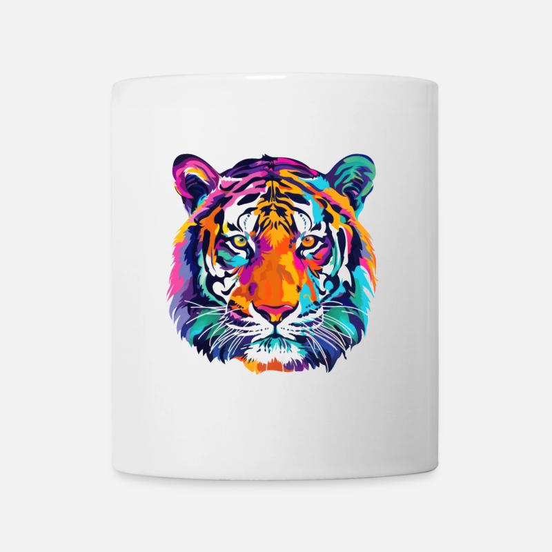 Tiger Bunt Tigerkopf - Tasse - Weiß