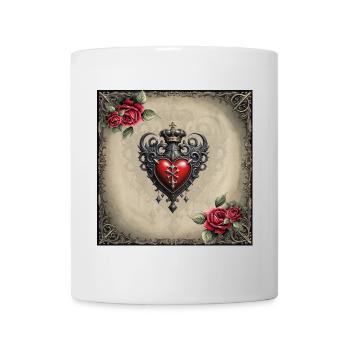 Elegantes Gothic Herz - Tasse - Weiß - Vorne