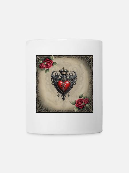 Elegantes Gothic Herz - Tasse - Weiß