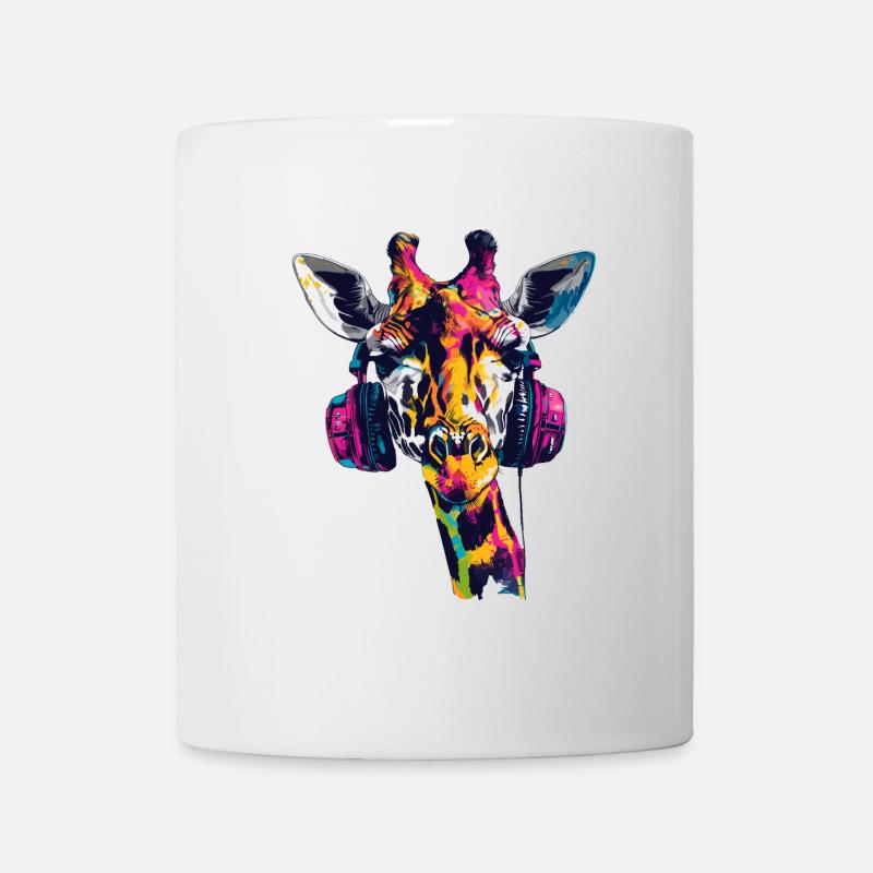 Giraffe Giraffen Giraffenkopf mit Kopfhörer - Tasse - Weiß