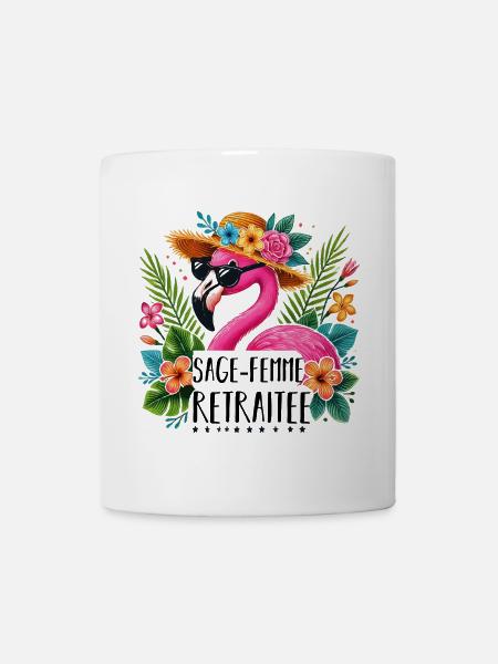 Sage-femme retraitée cadeau retraite flamant rose - Mug blanc - blanc