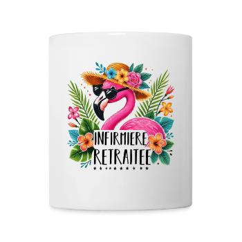 Infirmière retraitée cadeau retraite flamant rose - Mug blanc - blanc - Devant