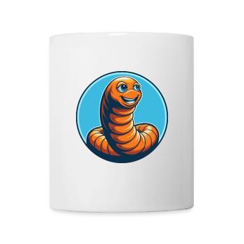Ver de terre mignon Kawaii dessin animé Animal Animal Logo - Mug blanc - blanc - Devant