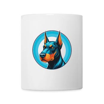 Dobermann chien mignon kawaii dessin animé animal de compagnie logo - Mug blanc - blanc - Devant