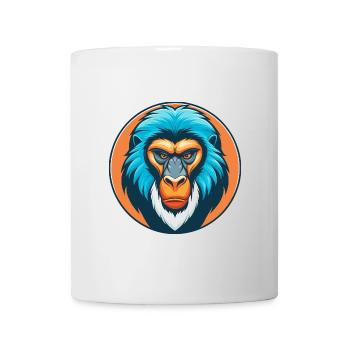Mandrill Niedliches Kawaii Cartoon Tier Haustier Logo - Tasse - Weiß - Vorne