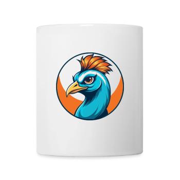Peacock Cute Funny Kawaii Cartoon Animal Pet Logo - Mug - white - Front