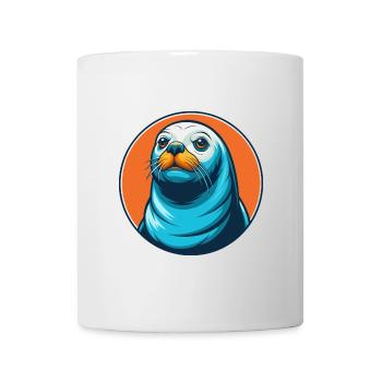 Siegel Niedliche Kawaii Cartoon Clipart Tier Haustier Logo - Tasse - Weiß - Vorne