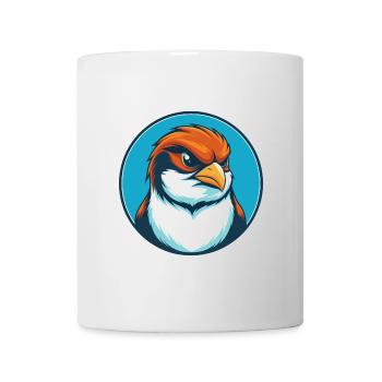 Sparrow Cute Funny Kawaii Cartoon Animal Pet Logo - Mug - white - Front