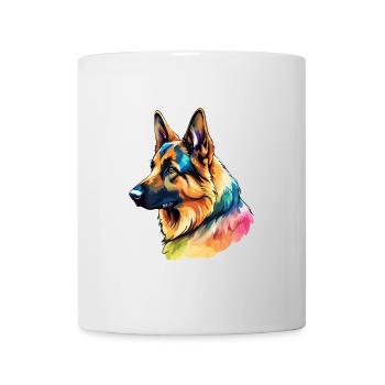 Deutscher Schäferhund Wasserfarben - Tasse - Weiß - Vorne