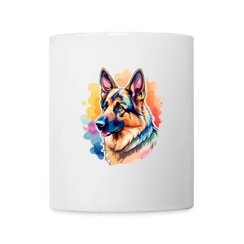 Deutscher Schäferhund Wasserfarben - Tasse - Weiß - Vorne
