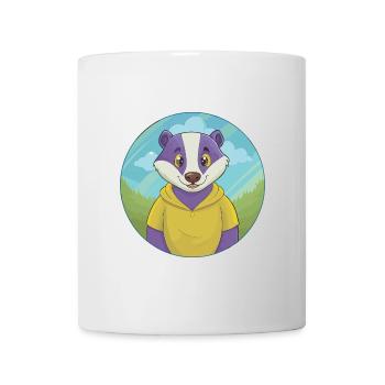 blaireau mignon kawaii dessin animé clipart animal de compagnie - Mug blanc - blanc - Devant