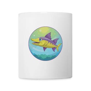 Barracuda mignon Kawaii dessin animé Clipart Animal de compagnie - Mug blanc - blanc - Devant