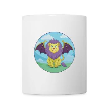 Manticore mignon Kawaii dessin animé Clipart Animal de compagnie - Mug blanc - blanc - Devant