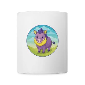 sanglier mignon kawaii dessin animé clipart animal de compagnie - Mug blanc - blanc - Devant