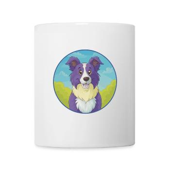 Border Collie Hund Niedliches Kawaii Cartoon Tier Haustier - Tasse - Weiß - Vorne