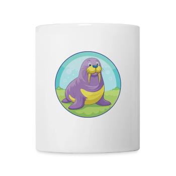 Walrus Cute Kawaii Cartoon Clipart Animal Pet - Mug - white - Front