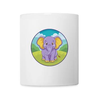 Elefant Niedlich Kawaii Cartoon Clipart Tier Haustier - Tasse - Weiß - Vorne