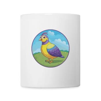 perdrix mignon kawaii dessin animé clipart animal de compagnie - Mug blanc - blanc - Devant