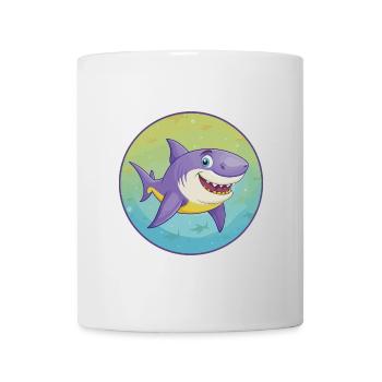 requin mignon kawaii dessin animé clipart animal de compagnie - Mug blanc - blanc - Devant