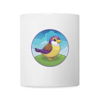 Moineau mignon Kawaii dessin animé Clipart Animal de compagnie - Mug blanc - blanc - Devant