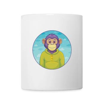Chimpanzé Mignon Kawaii Dessin animé Clipart Animal de compagnie - Mug blanc - blanc - Devant
