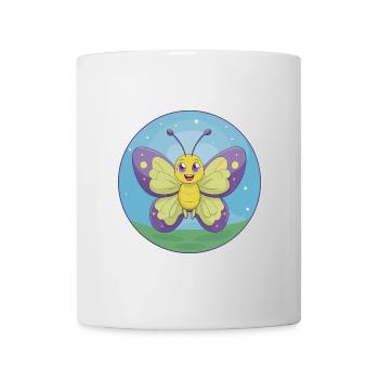 papillon mignon kawaii dessin animé clipart animal de compagnie - Mug blanc - blanc - Devant