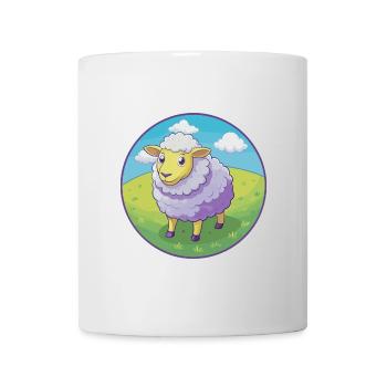 mouton mignon kawaii dessin animé clipart animal de compagnie - Mug blanc - blanc - Devant