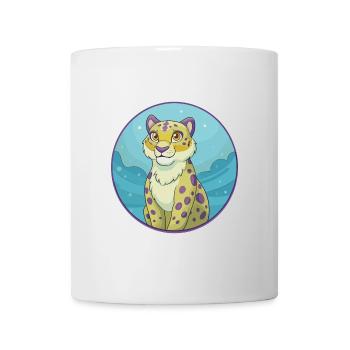 léopard des neiges mignon kawaii dessin animé clipart animal - Mug blanc - blanc - Devant