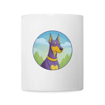 Dobermann chien mignon Kawaii dessin animé Clipart Animal - Mug blanc - blanc - Devant