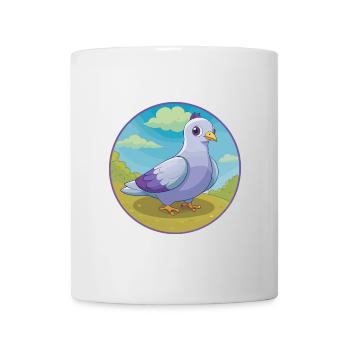 Taube Niedliche Kawaii Cartoon Clipart Tier Haustier - Tasse - Weiß - Vorne